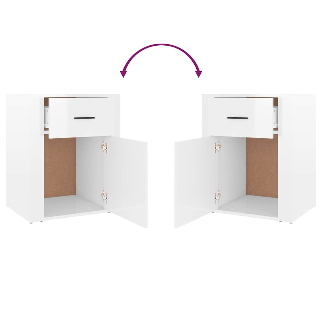 Bedside Cabinet High Gloss White 50x36x60 cm Engineered Wood