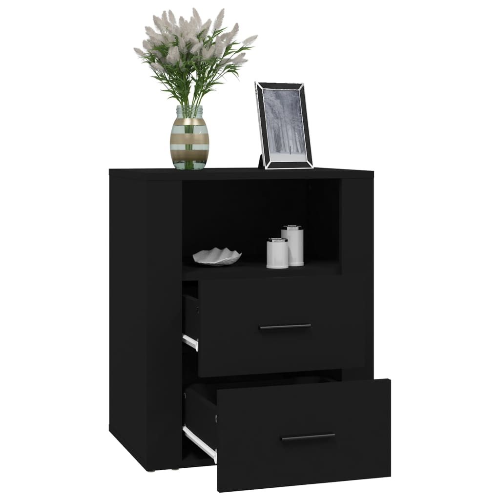 Bedside Cabinet Black 50x36x60 cm Engineered Wood