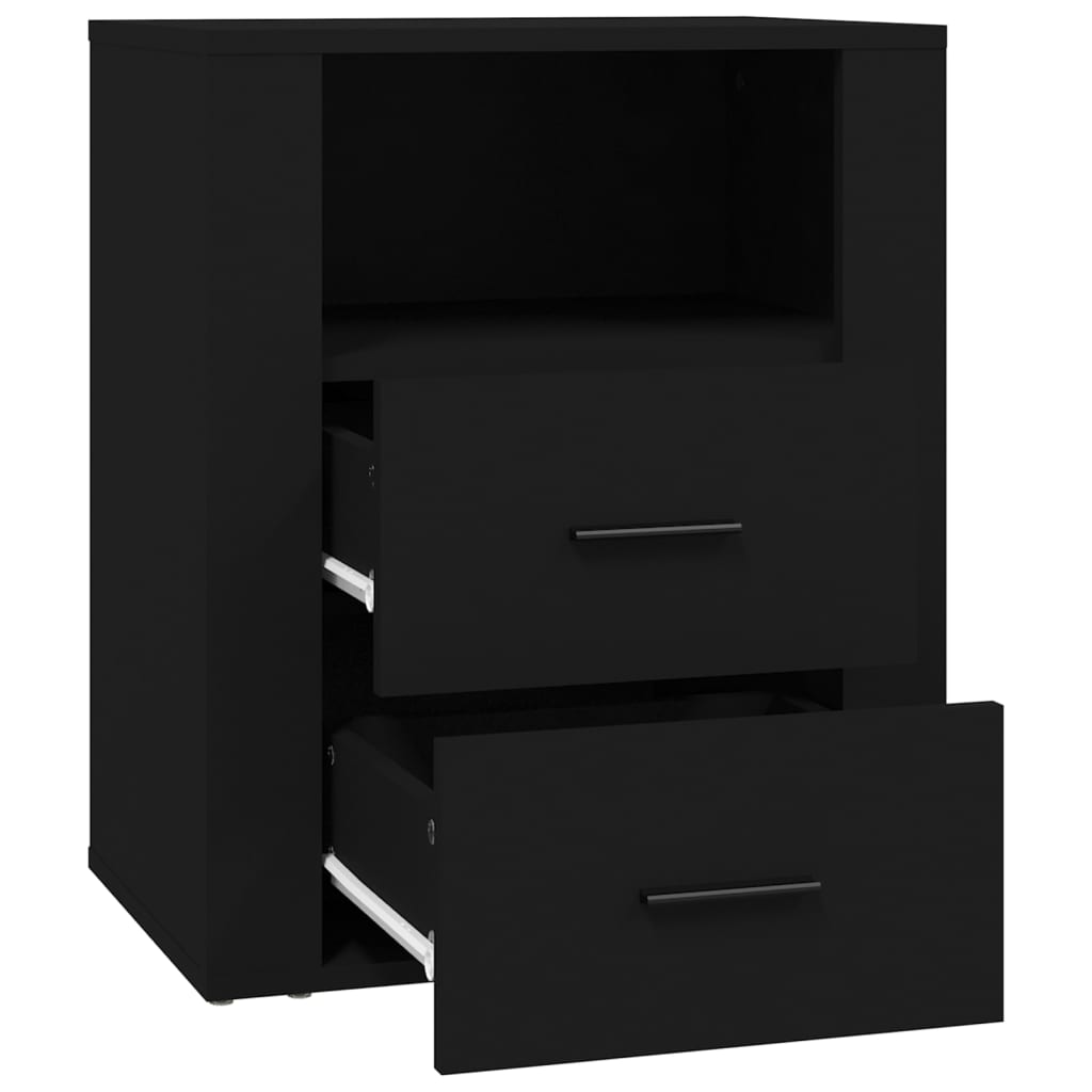 Bedside Cabinet Black 50x36x60 cm Engineered Wood