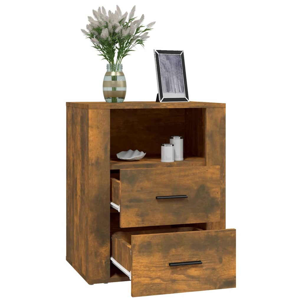 Bedside Cabinet Smoked Oak 50x36x60 cm Engineered Wood