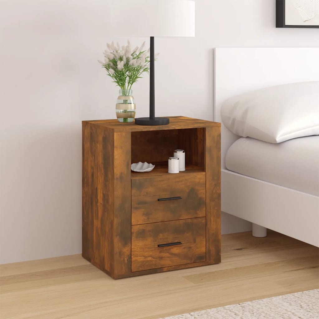 Bedside Cabinet Smoked Oak 50x36x60 cm Engineered Wood