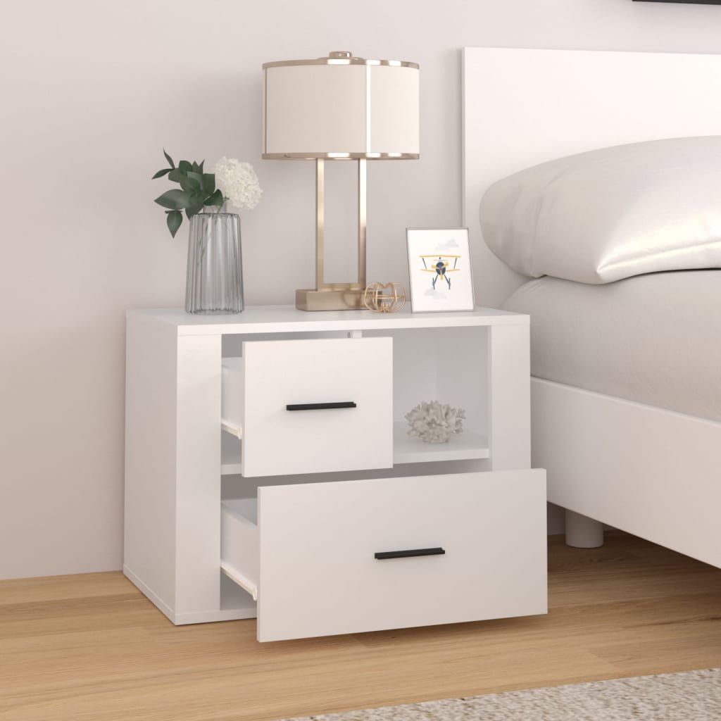 Bedside Cabinet White 60x36x45 cm Engineered Wood