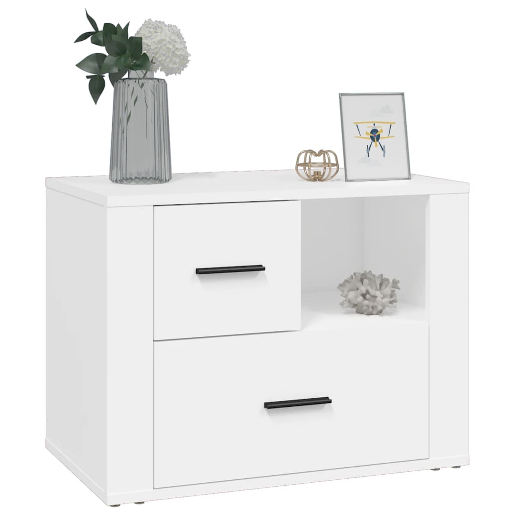 Bedside Cabinet White 60x36x45 cm Engineered Wood