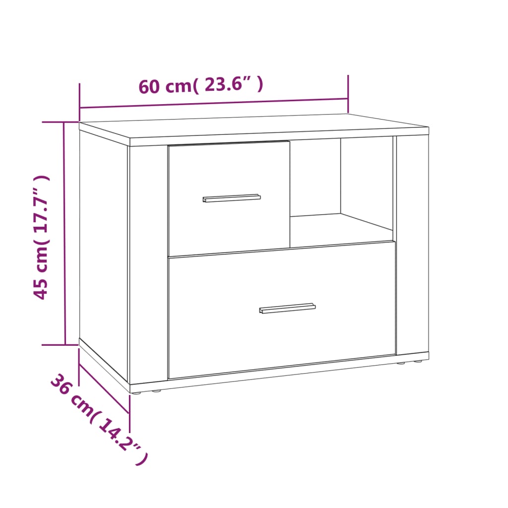 Bedside Cabinet Black 60x36x45 cm Engineered Wood