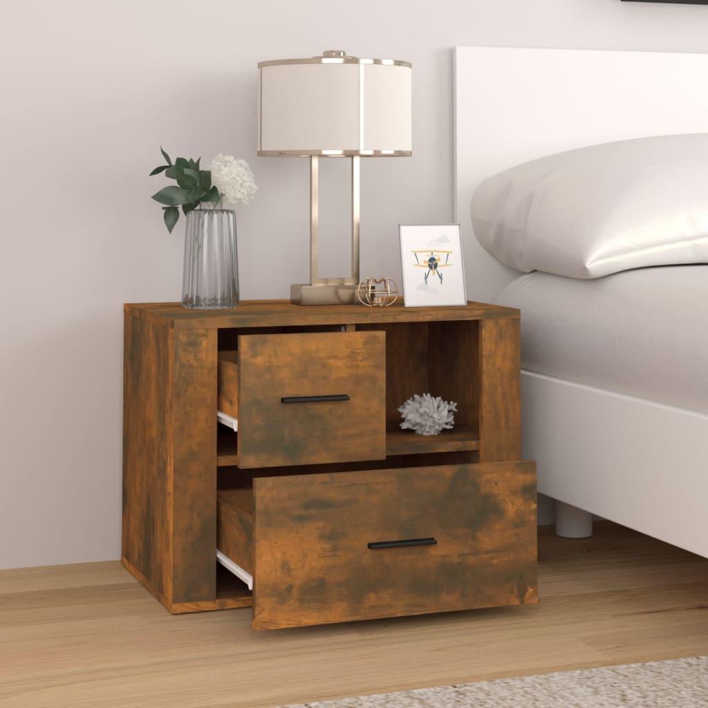 Bedside Cabinet Smoked Oak 60x36x45 cm Engineered Wood