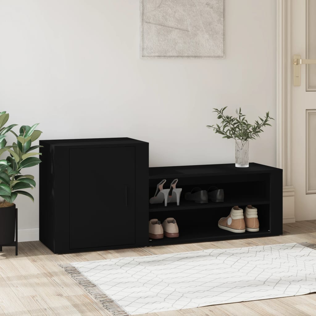 Shoe Cabinet Black 130x35x54 cm Engineered Wood