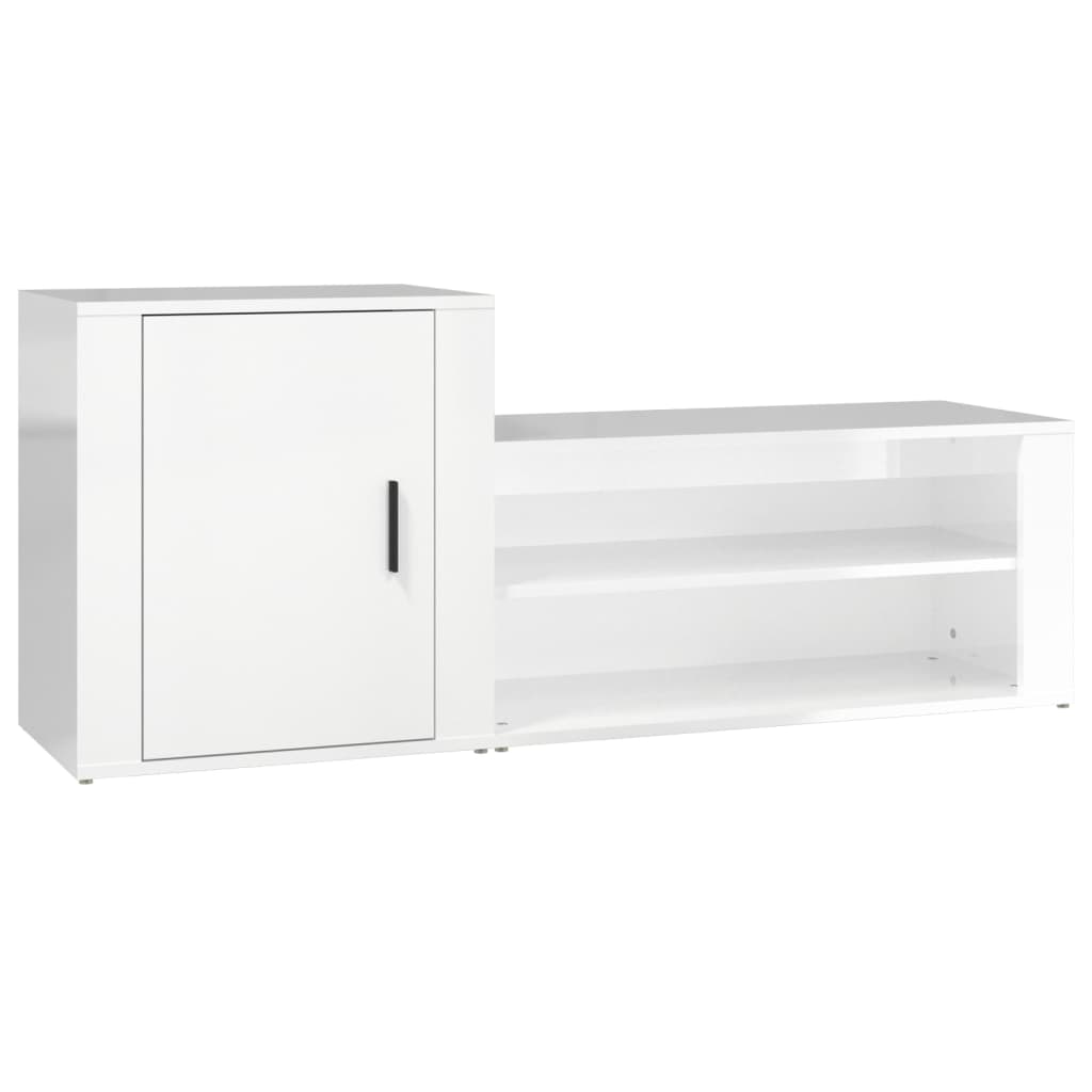 Shoe Cabinet High Gloss White 130x35x54 cm Engineered Wood