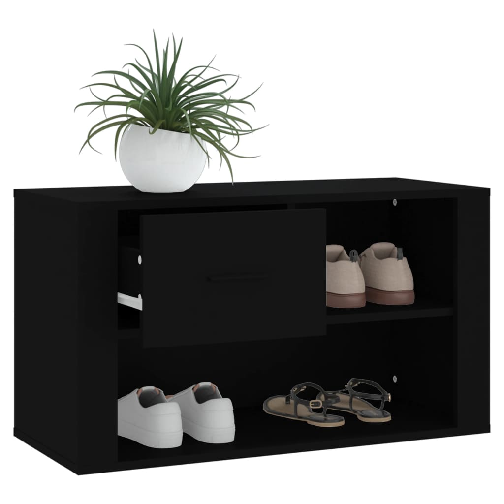 Shoe Cabinet Black 80x35x45 cm Engineered Wood