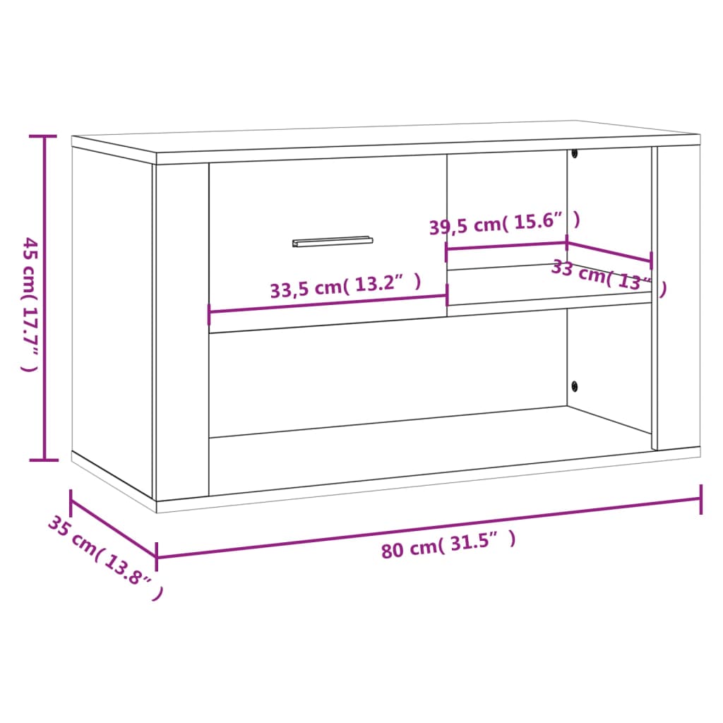 Shoe Cabinet High Gloss White 80x35x45 cm Engineered Wood