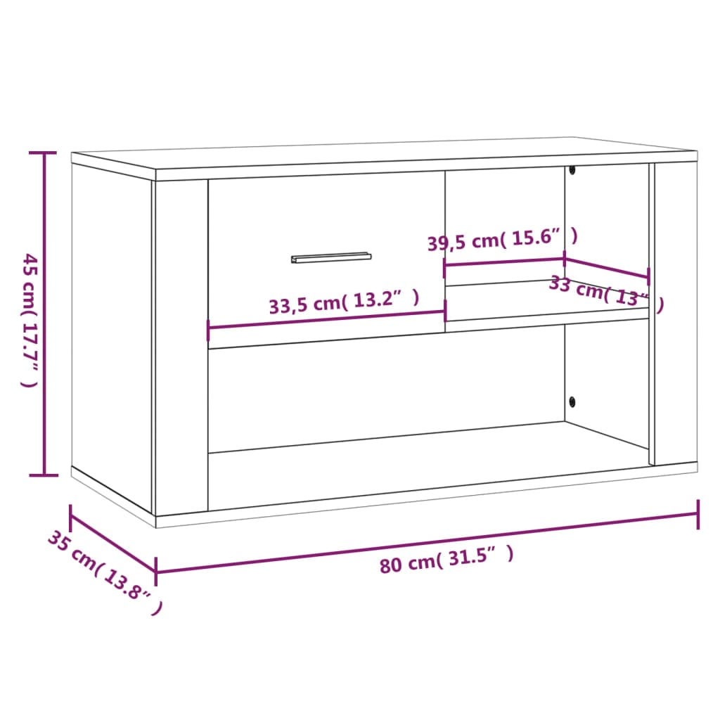 Shoe Cabinet Concrete Grey 80x35x45 cm Engineered Wood