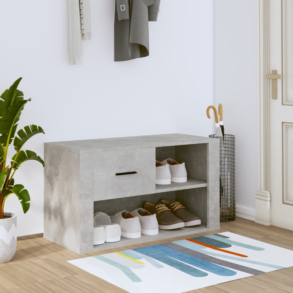 Shoe Cabinet Concrete Grey 80x35x45 cm Engineered Wood