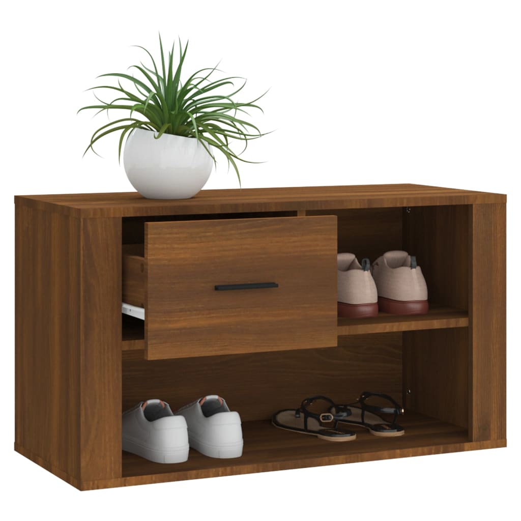 Shoe Cabinet Brown Oak 80x35x45 cm Engineered Wood