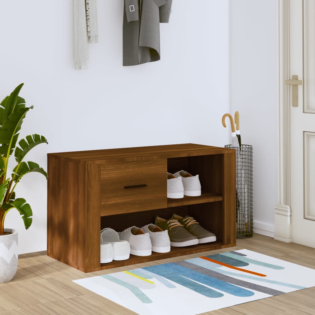 Shoe Cabinet Brown Oak 80x35x45 cm Engineered Wood