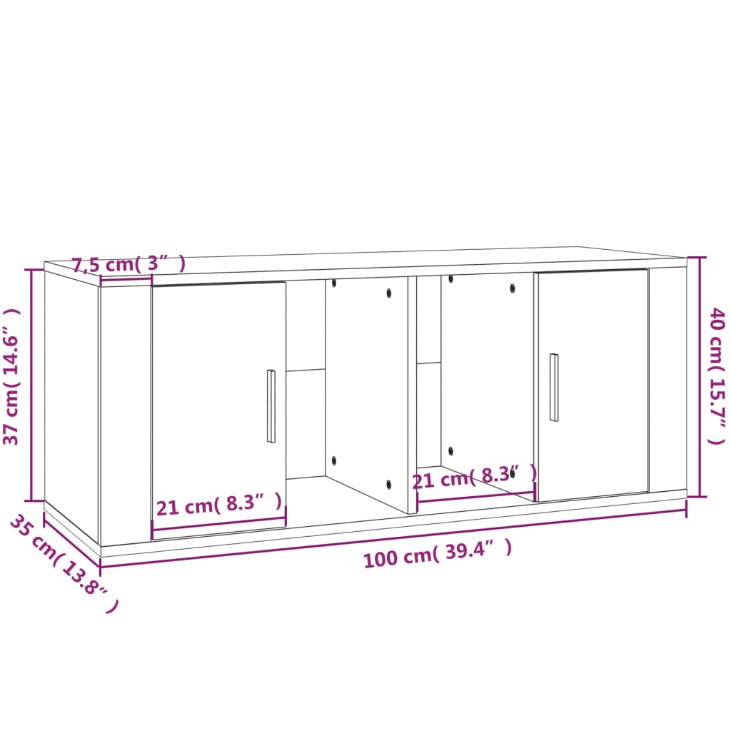 TV Cabinet Black 100x35x40 cm Engineered Wood