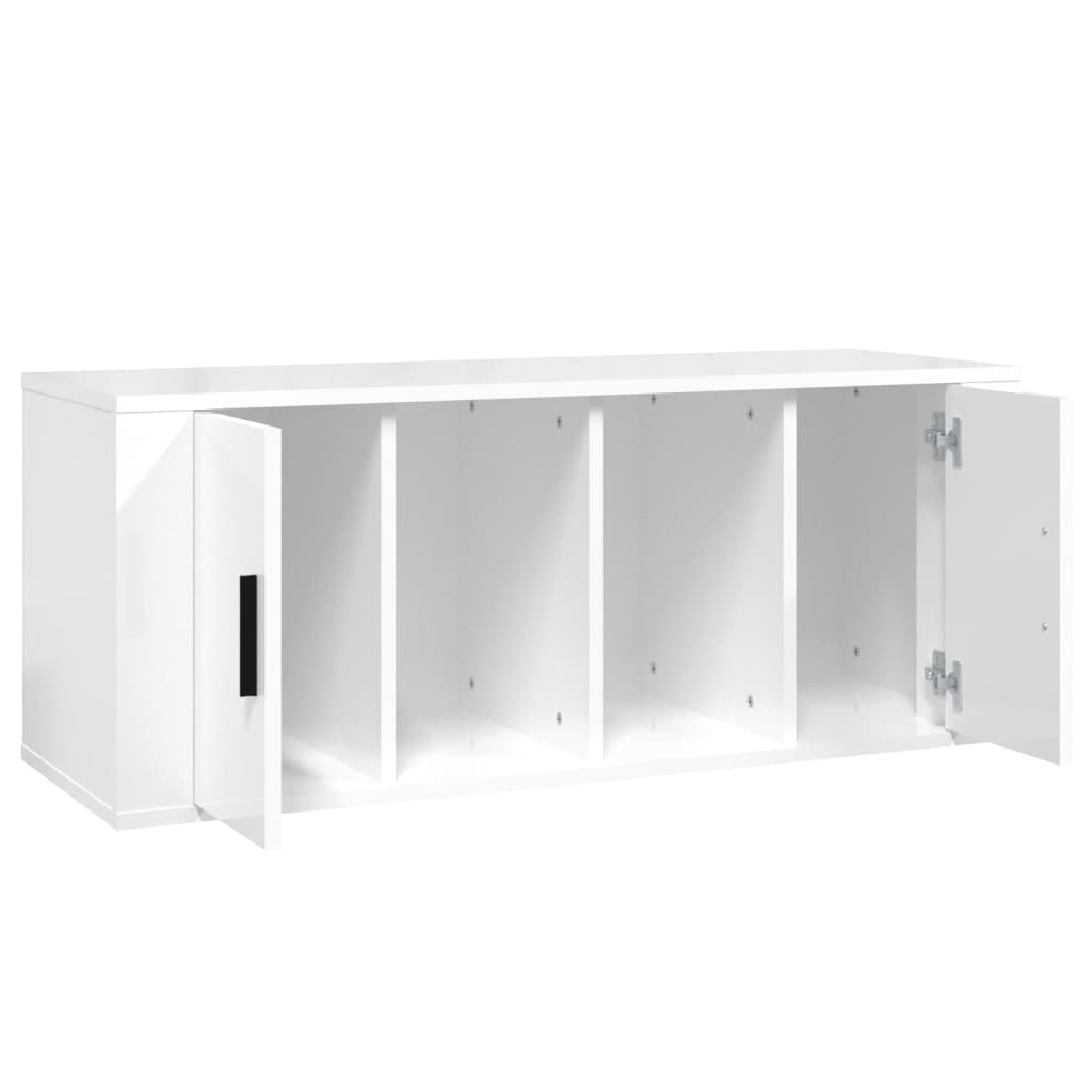 TV Cabinet High Gloss White 100x35x40 cm Engineered Wood