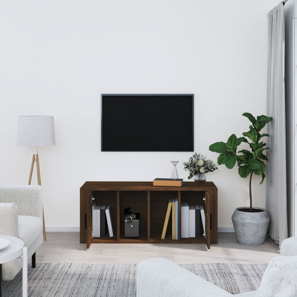 TV Cabinet Brown Oak 100x35x40 cm Engineered Wood