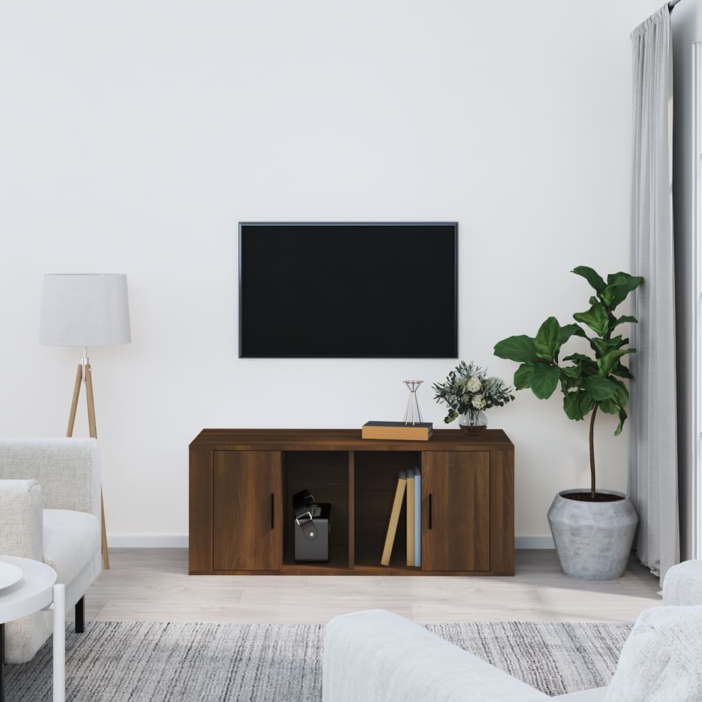 TV Cabinet Brown Oak 100x35x40 cm Engineered Wood