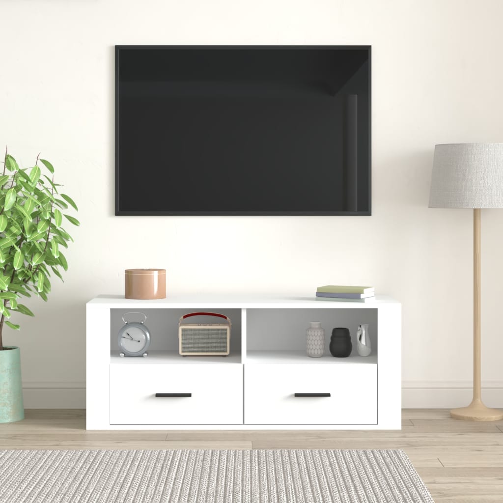 TV Cabinet White 100x35x40 cm Engineered Wood