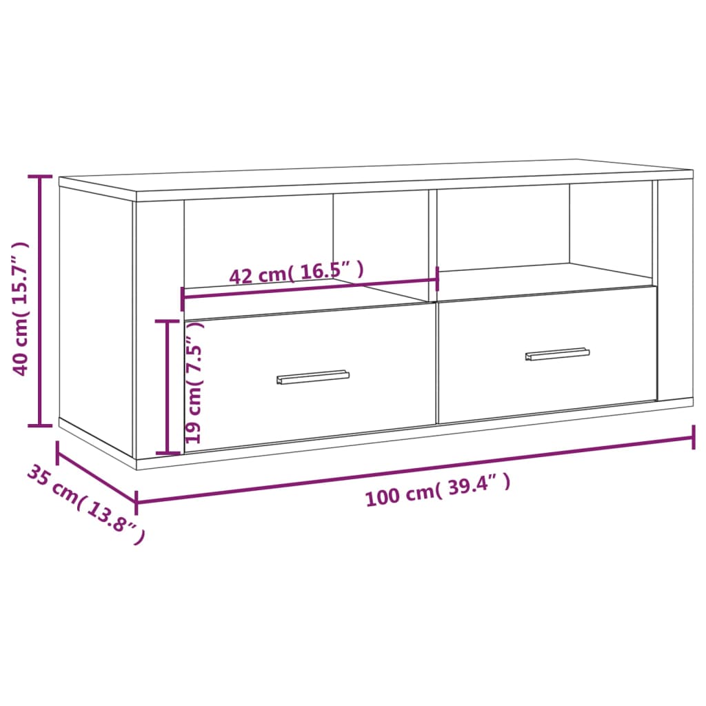 TV Cabinet White 100x35x40 cm Engineered Wood