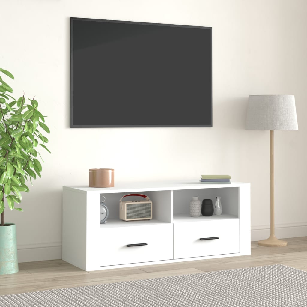 TV Cabinet White 100x35x40 cm Engineered Wood