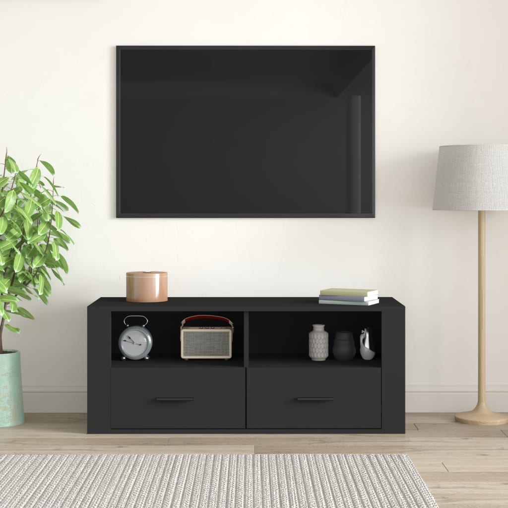 TV Cabinet Black 100x35x40 cm Engineered Wood