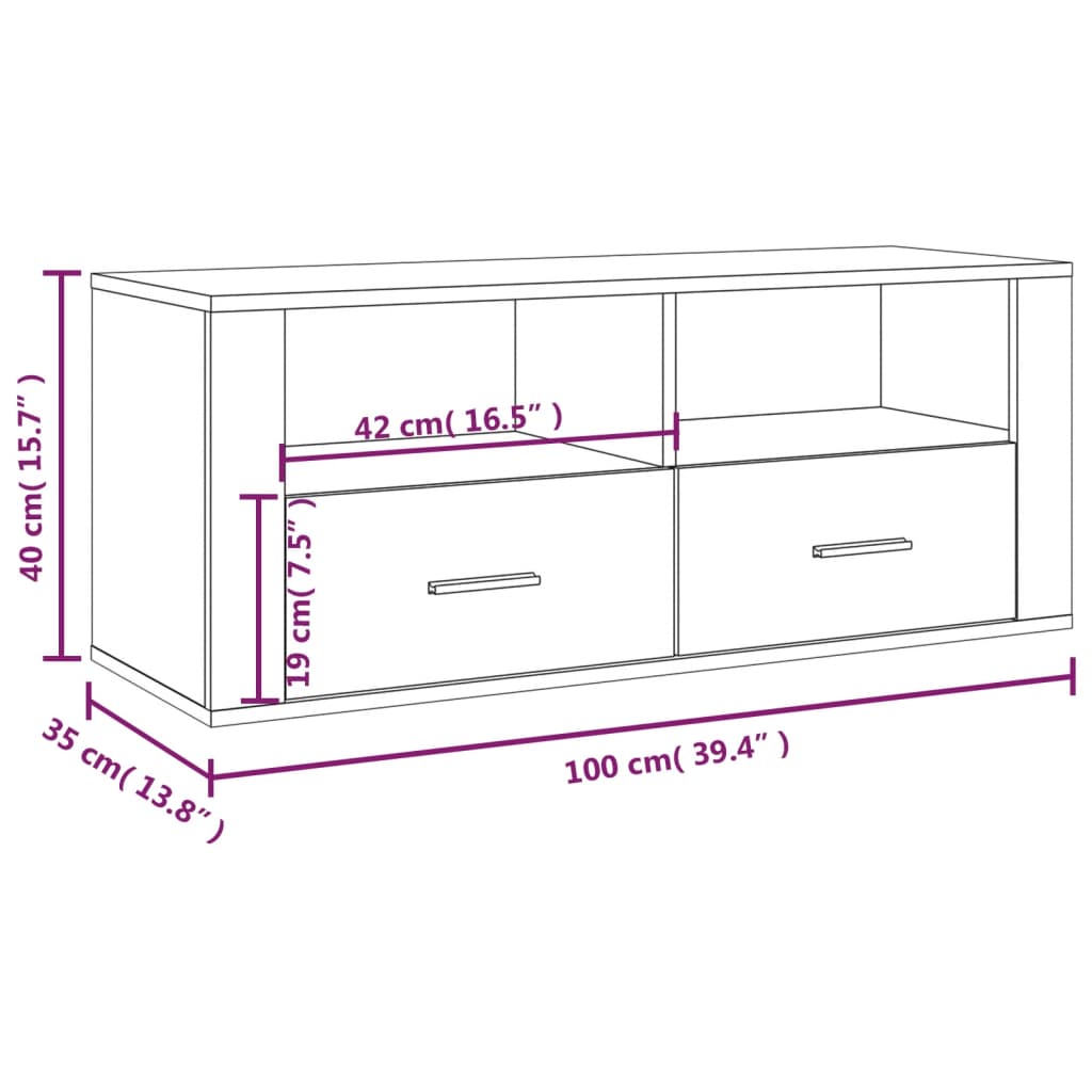 TV Cabinet Black 100x35x40 cm Engineered Wood