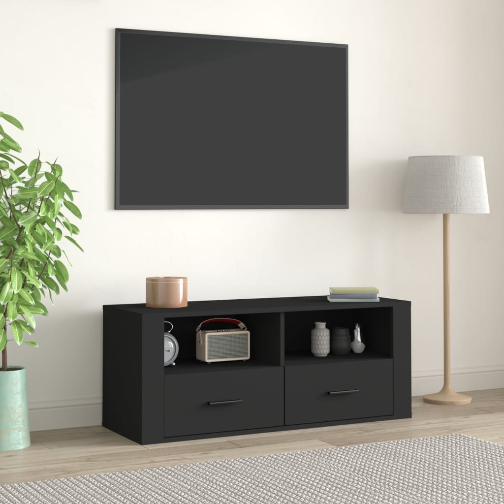 TV Cabinet Black 100x35x40 cm Engineered Wood