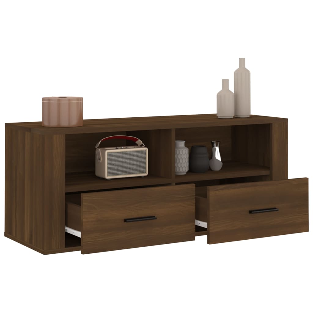 TV Cabinet Brown Oak 100x35x40 cm Engineered Wood