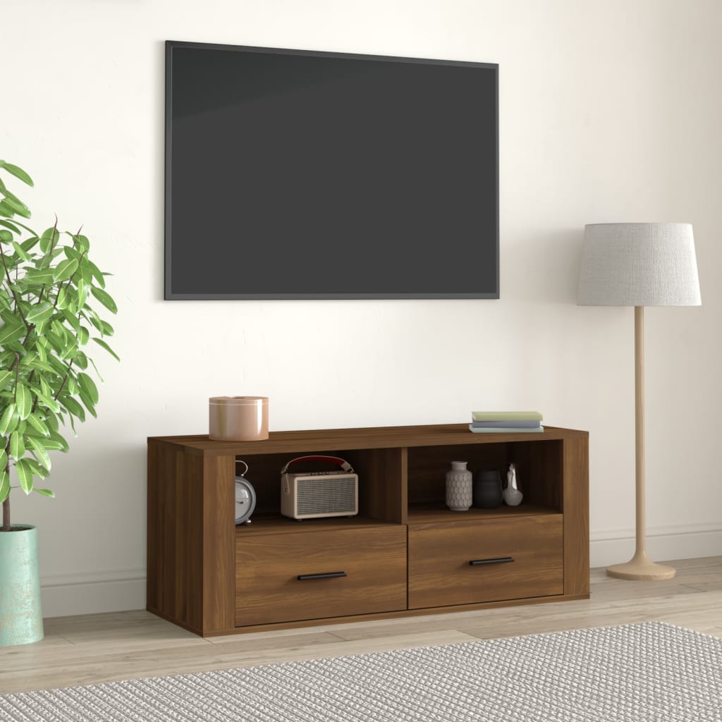 TV Cabinet Brown Oak 100x35x40 cm Engineered Wood