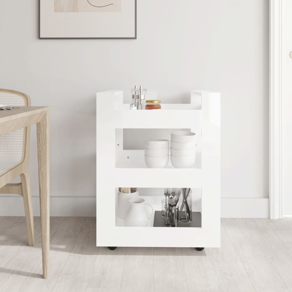 Kitchen Trolley High Gloss White 60x45x80 cm Engineered Wood