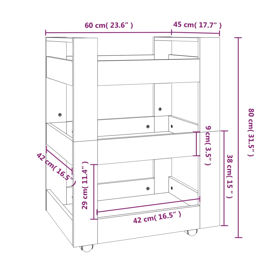 Kitchen Trolley Sonoma Oak 60x45x80 cm Engineered Wood