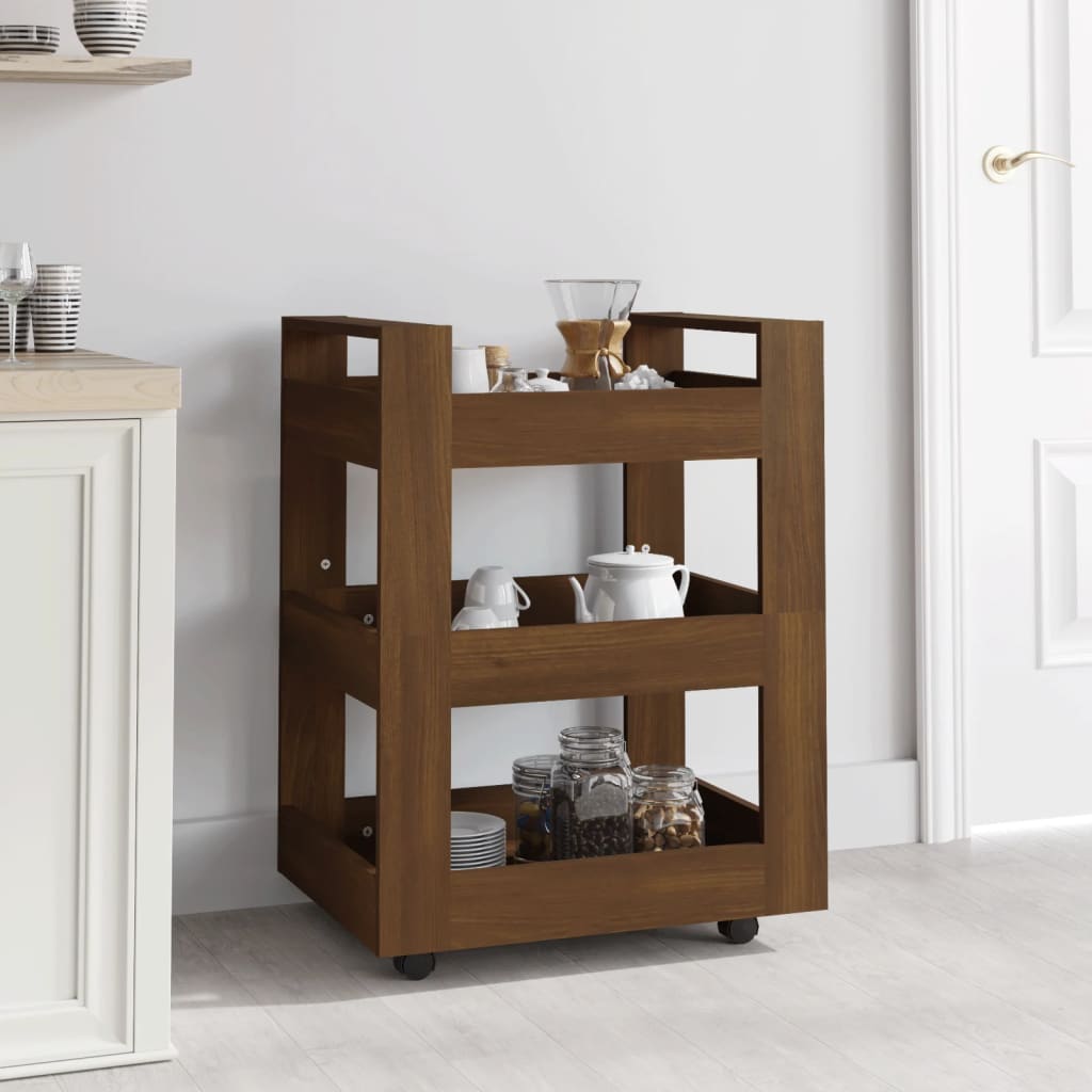 Kitchen Trolley Brown Oak 60x45x80 cm Engineered Wood