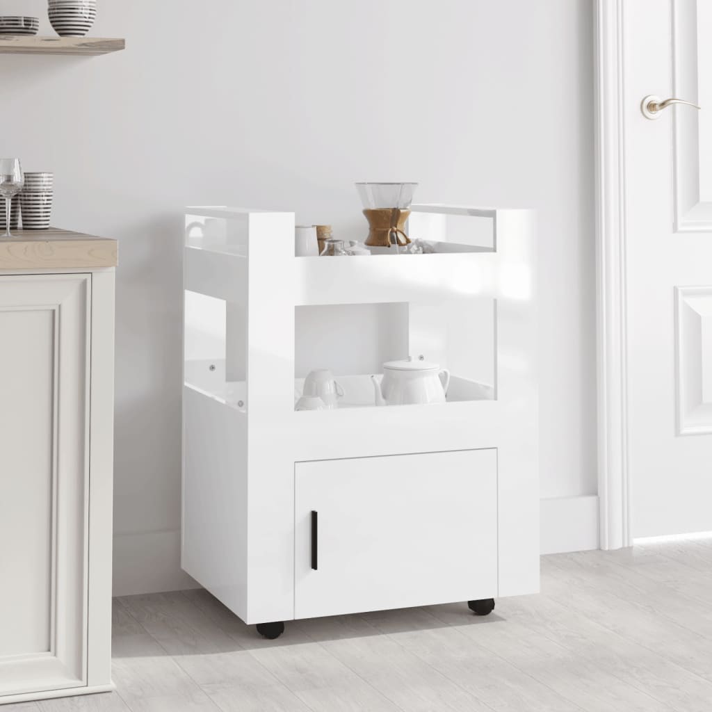 Kitchen Trolley High Gloss White 60x45x80 cm Engineered Wood