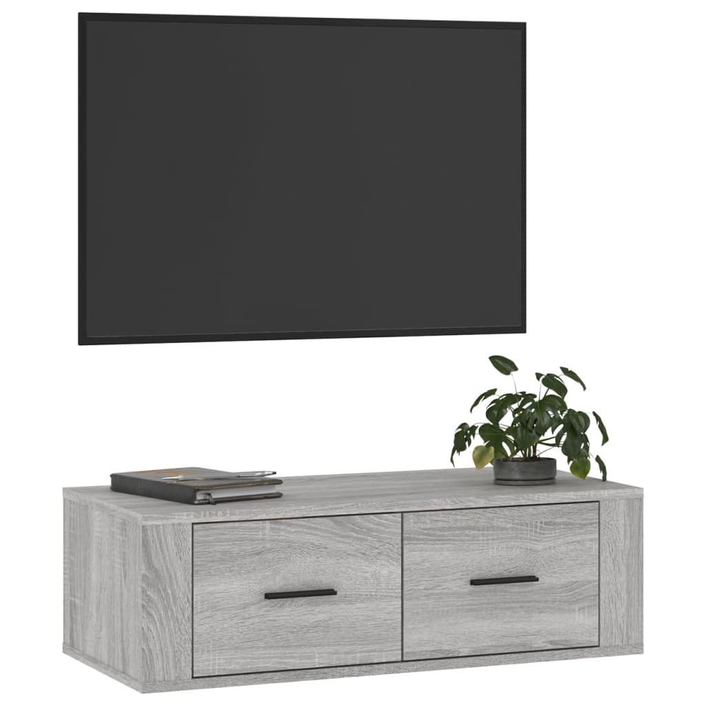 Hanging TV Cabinet Grey Sonoma 80x36x25 cm Engineered Wood