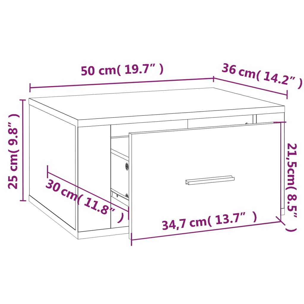 Wall-mounted Bedside Cabinets 2 pcs Sonoma Oak 50x36x25 cm