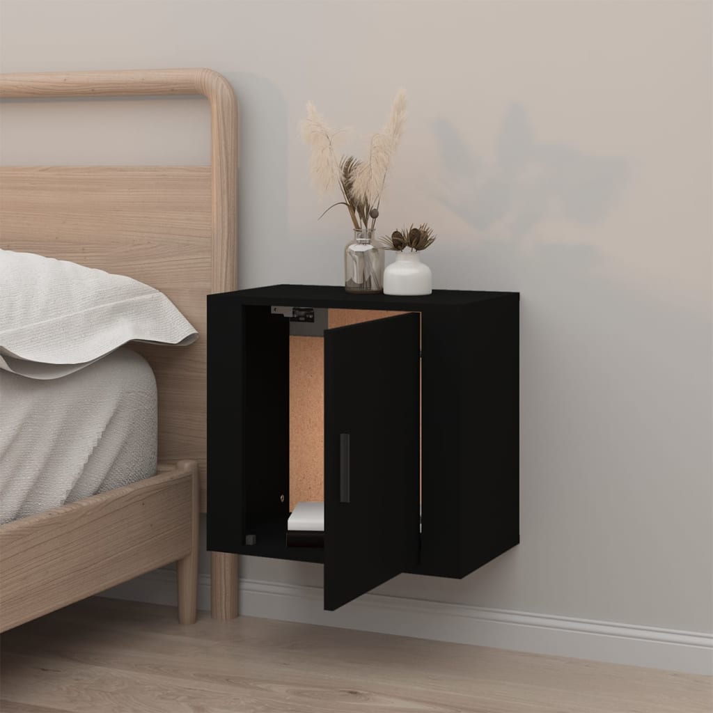 Wall-mounted Bedside Cabinet Black 50x30x47 cm