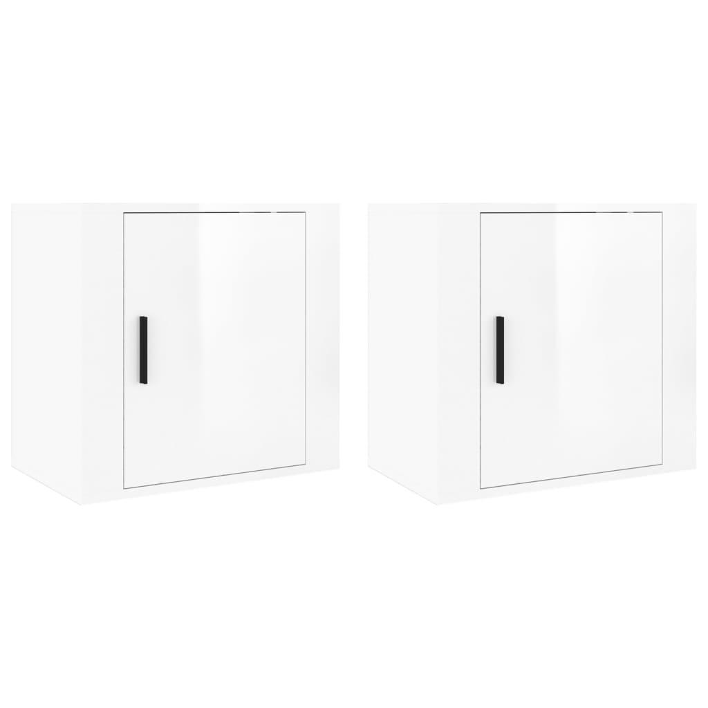 Wall-mounted Bedside Cabinets 2 pcs High Gloss White 50x30x47cm