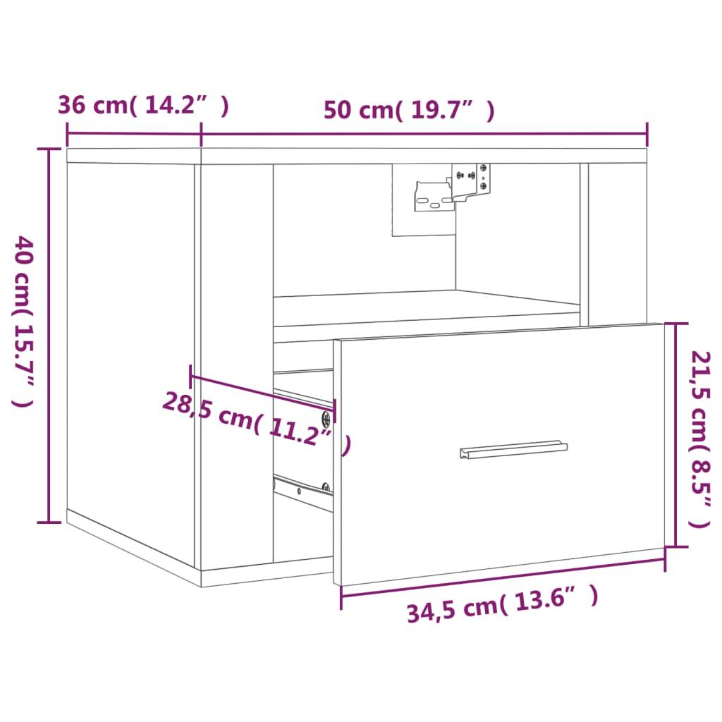 Wall-mounted Bedside Cabinets 2 pcs White 50x36x40 cm