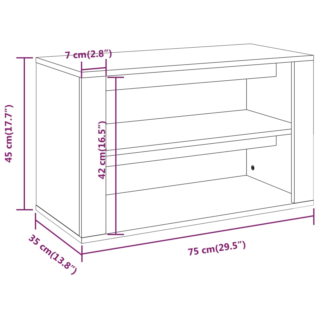 Shoe Rack White 75x35x45 cm Engineered Wood