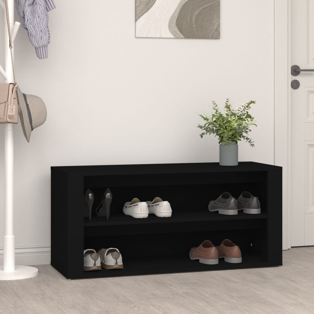 Shoe Rack Black 100x35x45 cm Engineered Wood