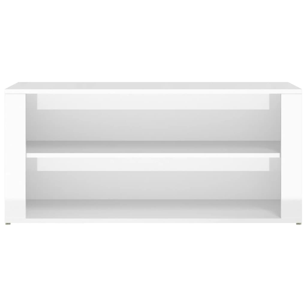 Shoe Rack High Gloss White 100x35x45 cm Engineered Wood