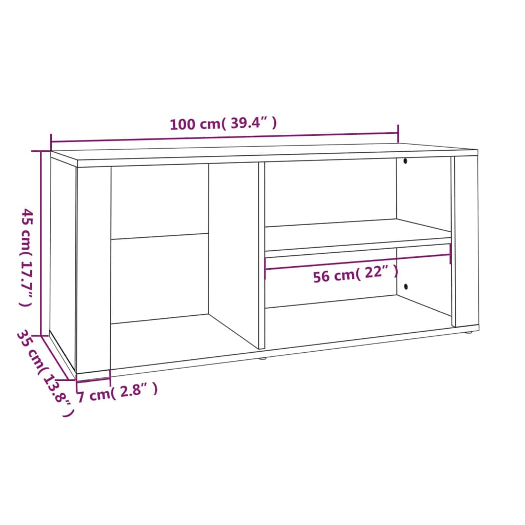 Shoe Cabinet Black 100x35x45 cm Engineered Wood