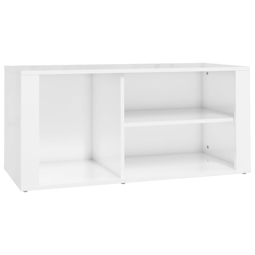 Shoe Cabinet High Gloss White 100x35x45 cm Engineered Wood
