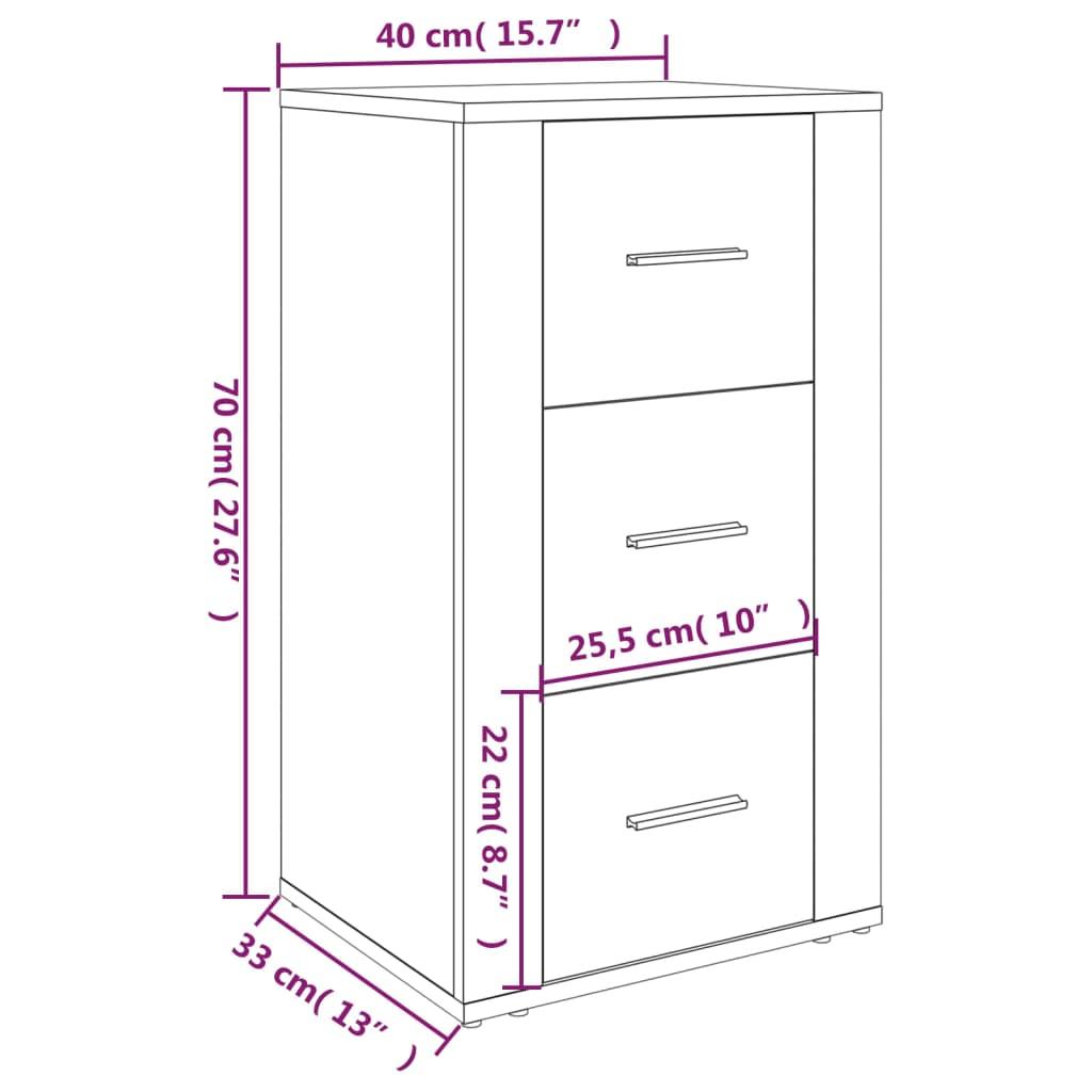 Sideboard High Gloss White 40x33x70 cm Engineered Wood