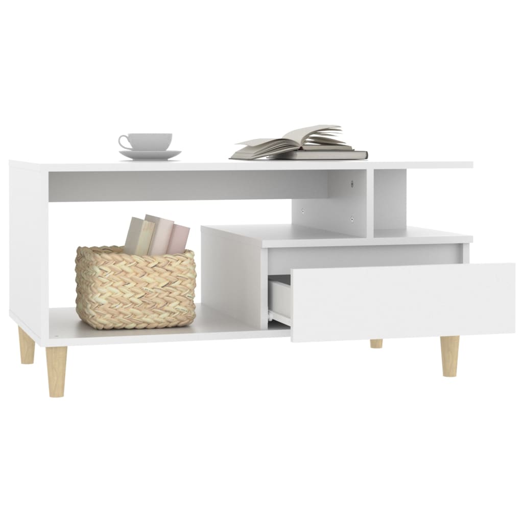 Coffee Table White 90x49x45 cm Engineered Wood