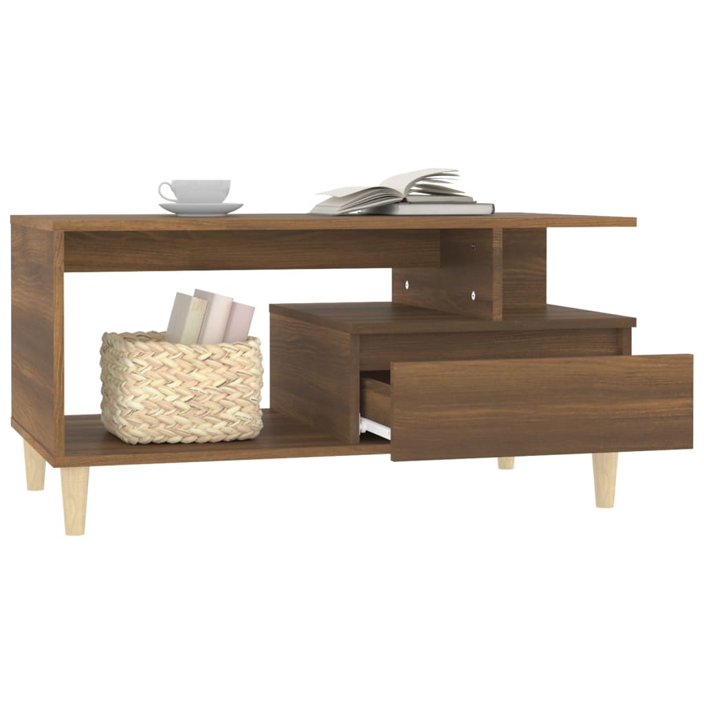 Coffee Table Brown Oak 90x49x45 cm Engineered Wood