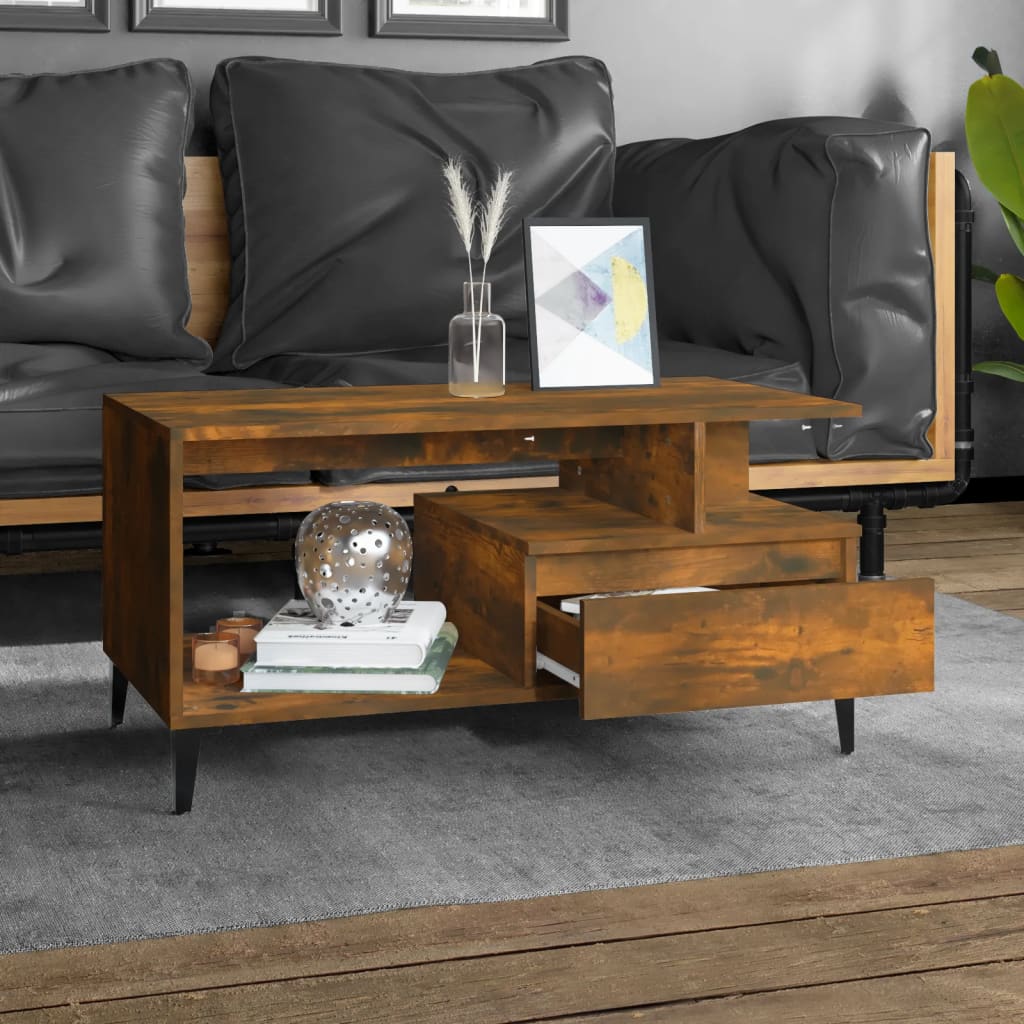 Coffee Table  Smoked Oak 90x49x45 cm Engineered Wood