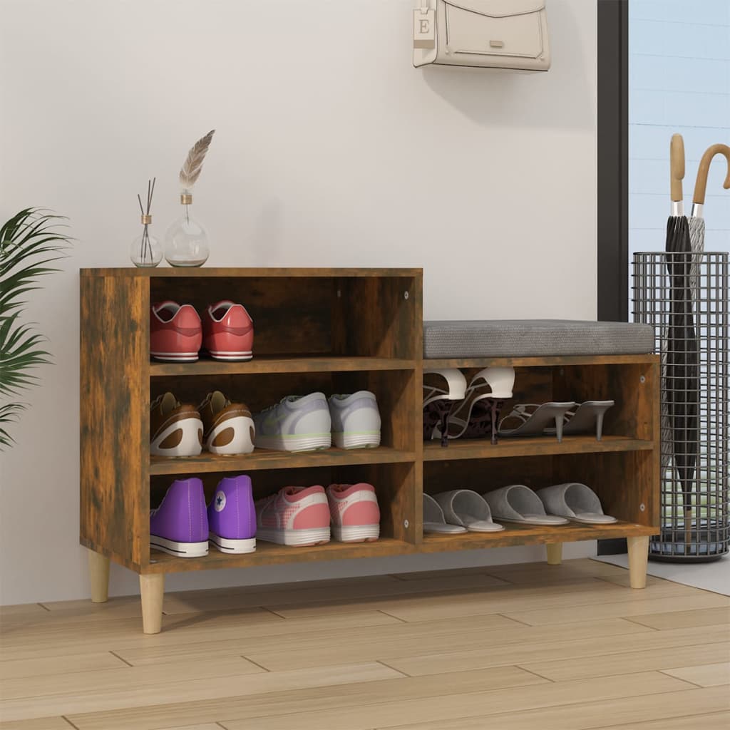 Shoe Cabinet Smoked Oak 102x36x60 cm Engineered Wood