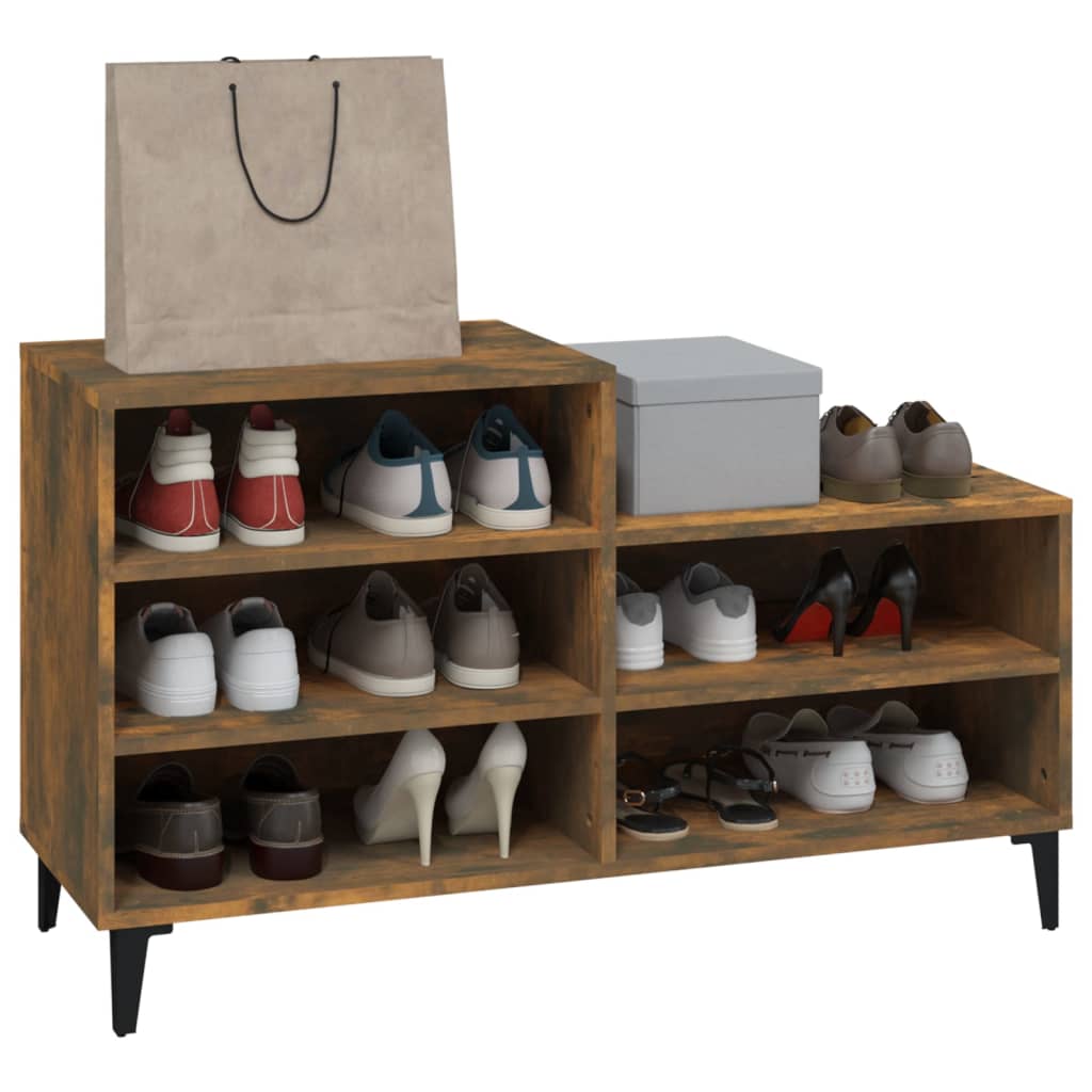 Shoe Cabinet Smoked Oak 102x36x60 cm Engineered Wood