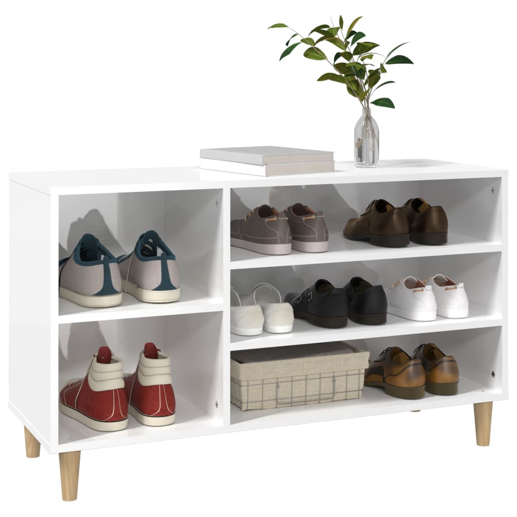 Shoe Cabinet High Gloss White 102x36x60 cm Engineered Wood